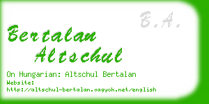 bertalan altschul business card